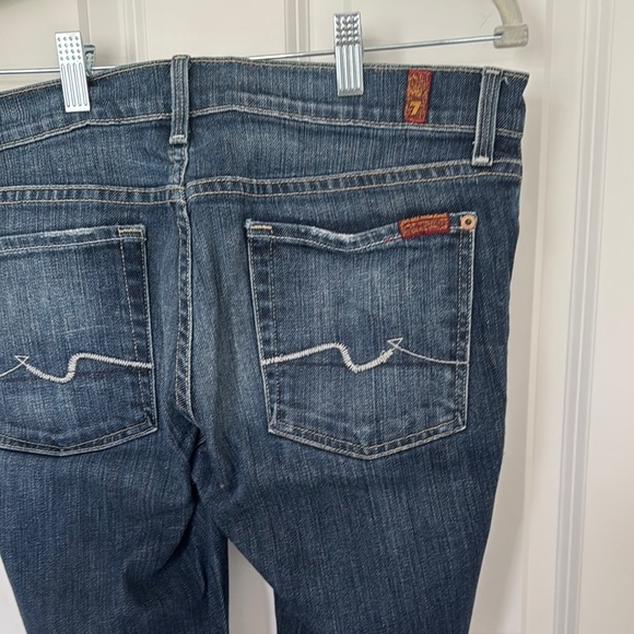 7 For All Mankind Blue Straight Leg Jeans - Picture 3 of 5